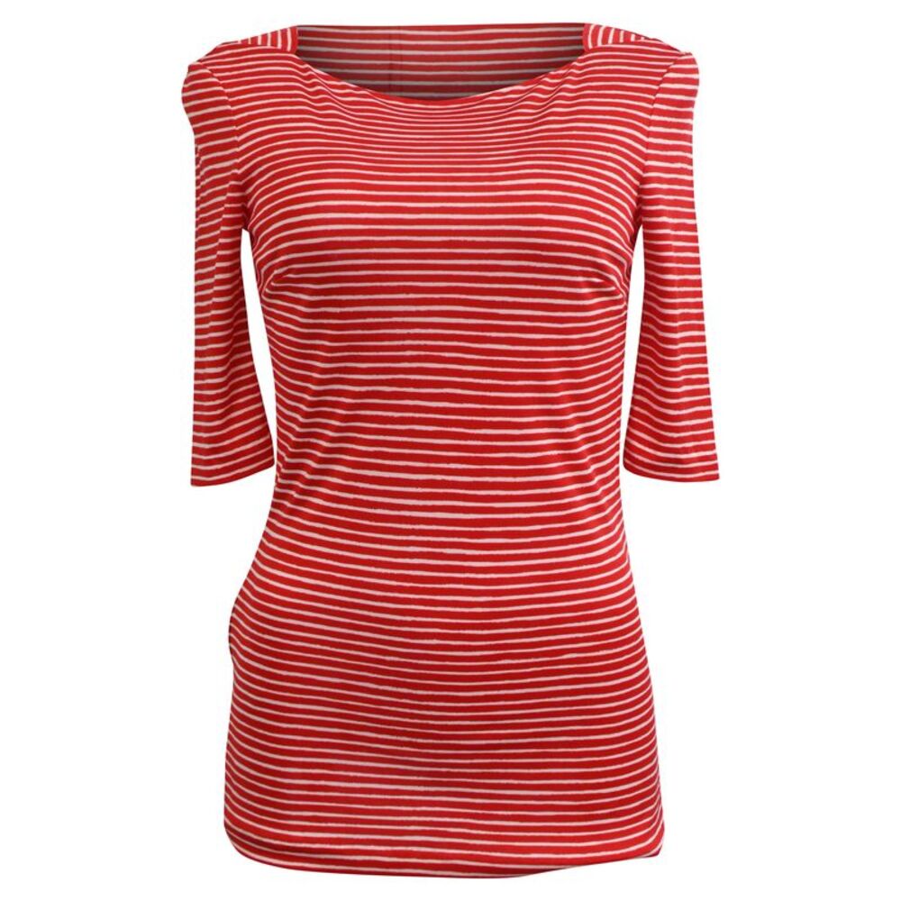 Prada Striped 3/4 Sleeve Top in Red Cotton